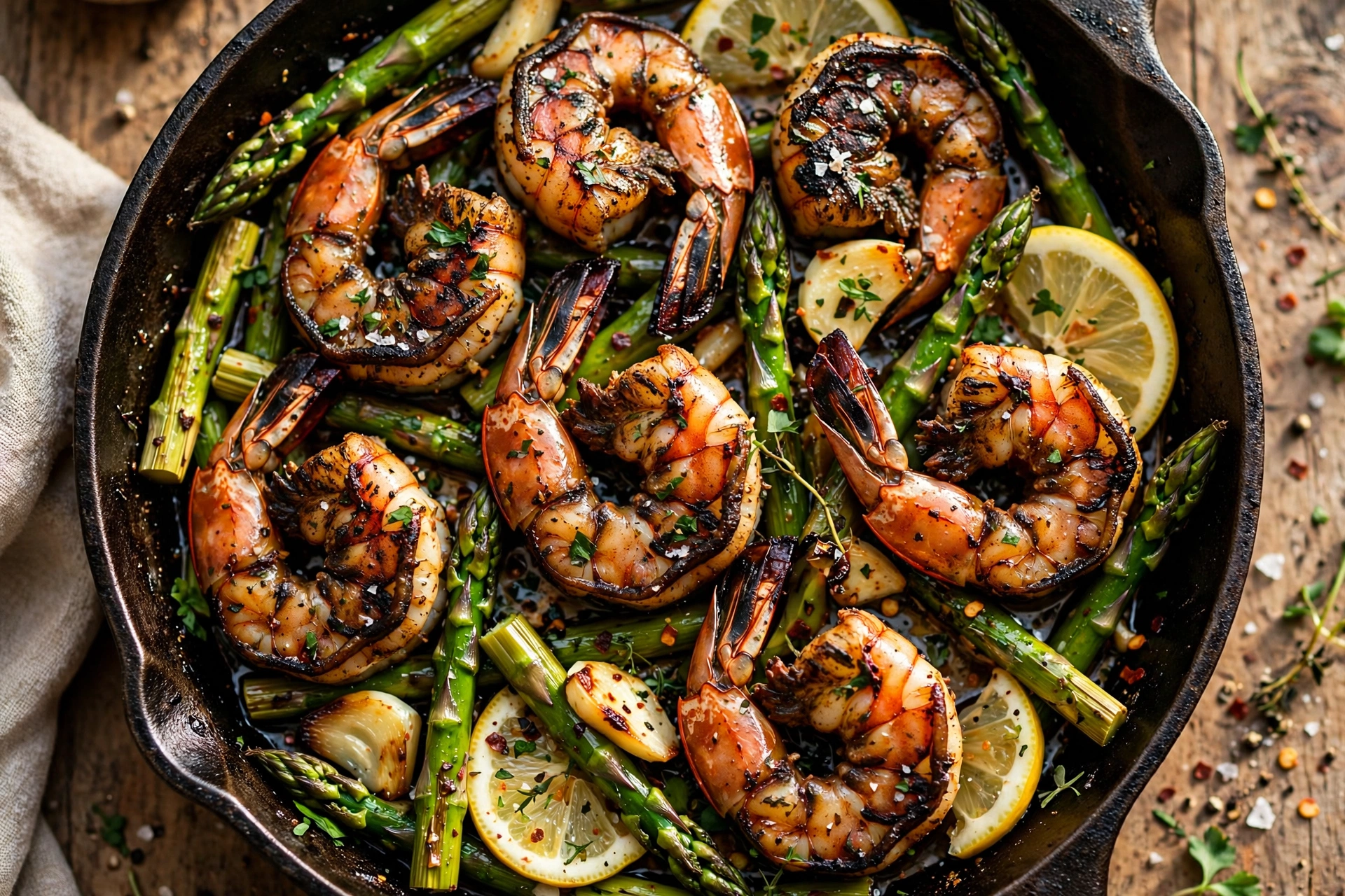 Blackened Shrimp and Asparagus Skillet