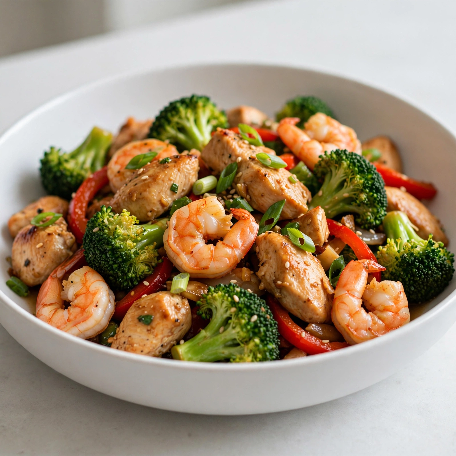 Chicken and Shrimp Stir Fry with Broccoli