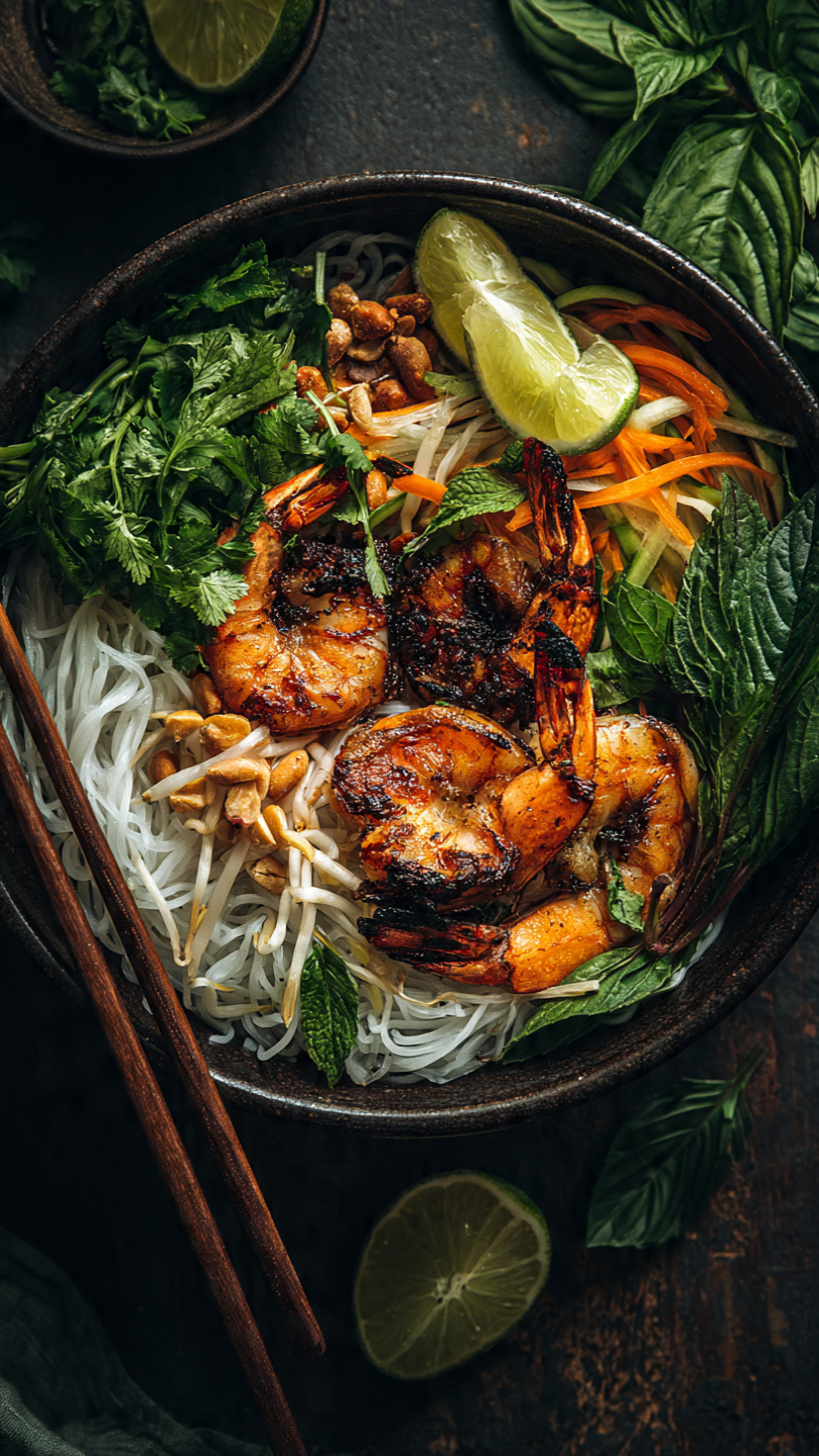 Vietnamese Grilled Beef Rice Vermicelli Bowl